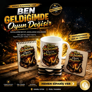 Frekans Uyumlama Seti-3–Olumlama–Kupa Bardak–Bardak Altlığı-Mini Defter–Güçlü Duruş Seti